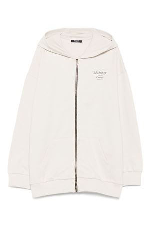 felpa in cotone beige BALMAIN PARIS KIDS | BX4P50Z3183107NE